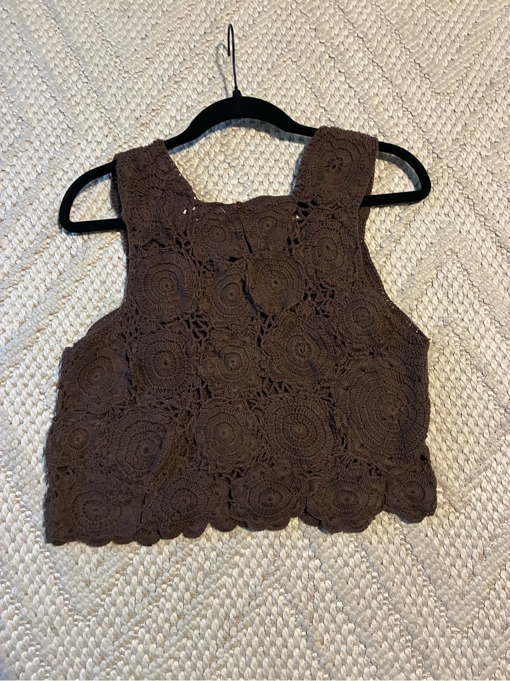 Evereve Crochet Crop Tank Top - Brown